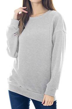 Smallshow Pflege Sweatshirt Langarm T-Shirt Bluse Stillen Pullover Tops Stillshirt Light Grey 2XL von Smallshow