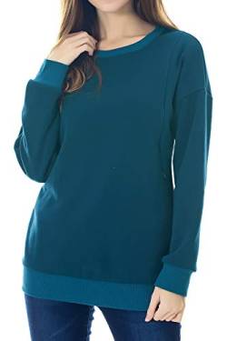 Smallshow Pflege Sweatshirt Langarm T-Shirt Bluse Stillen Pullover Tops Stillshirt Teal XL von Smallshow