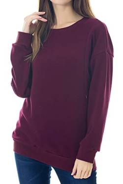 Smallshow Pflege Sweatshirt Langarm T-Shirt Bluse Stillen Pullover Tops Stillshirt Wine 2XL von Smallshow