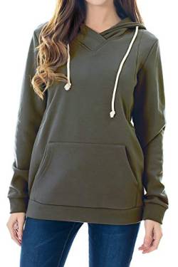 Smallshow Stillanzug Mutterschaft Fleece Stillpullover Stilloberteil Umstandsmode Hoodie Sweatshirt zum Stillen Army Green 2XL von Smallshow