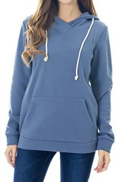 Smallshow Stillanzug Mutterschaft Fleece Stillpullover Stilloberteil Umstandsmode Hoodie Sweatshirt zum Stillen Dusty Blue S von Smallshow