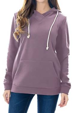 Smallshow Stillanzug Mutterschaft Fleece Stillpullover Stilloberteil Umstandsmode Hoodie Sweatshirt zum Stillen Misty Lilac 2XL von Smallshow