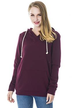 Smallshow Stillanzug Mutterschaft Fleece Stillpullover Stilloberteil Umstandsmode Hoodie Sweatshirt zum Stillen Wine M von Smallshow