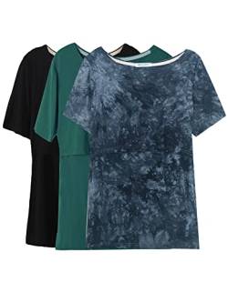Smallshow Stillshirt Umstandstop T-Shirt Überlagertes Design Umstandsshirt Schwangerschaft Kleidung Mutterschafts Kurzarm Shirt,Black-Deep Green-SVP136,M von Smallshow