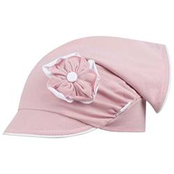 Mädchen Mütze Schirmmütze Kopftuch Schildmütze Sommer Baumwolle, Größe: 50-52, Farbe: Altrosa-Weiß von Smarilla