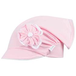 Mädchen Mütze Schirmmütze Kopftuch Schildmütze Sommer Baumwolle, Größe: 50-52, Farbe: Rosa-Weiß von Smarilla