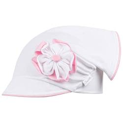 Mädchen Mütze Schirmmütze Kopftuch Schildmütze Sommer Baumwolle, Größe: 50-52, Farbe: Weiß-Rosa von Smarilla
