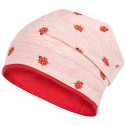 Smarilla Mädchen Mütze Übergangsmütze Beanie Blumen Frühling Herbst Baumwolle, Größe: 54-56, Farbe: Rosa-Rot von Smarilla