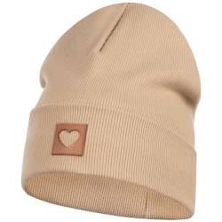 Smarilla Mütze Beanie Mädchen Damen Kinder Übergangsmütze gerippt, Größe: 50-52, Farbe: Beige von Smarilla