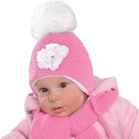 Smarilla Mütze & Schal Strickmütze Strickschal Baby Mädchen Winterset praktische Bindebänder von Smarilla