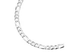 Silberkette SMART JEWEL "Figarokette 3/1 diamantiert, massiv, Silber 925" Halsketten Gr. 50 cm, Silber 925 (Sterlingsilber), silberfarben (silber> <) Damen Silberketten von Smart Jewel