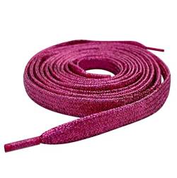 Farbige Metallic-Schnürsenkel, mit Glitzer, flach, 12 mm breit x 80 cm, 120 cm lang, für Kinder- und Damen-Sportschuhe, Tanzschuhe und Schlittschuhe rosa rosa (glitter pink) von Smart Laces