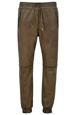 Men's Real Leather Trousers Dirty Brown Sweat Track Pant Zip Jogging Bottom 3040 (38") von Smart Range Leather Co Ltd.