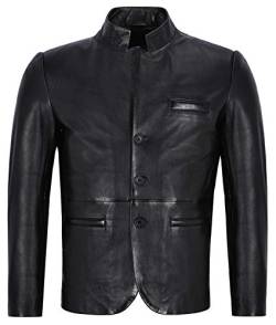 Smart Range Leather Co Ltd. Herren Lederjacke Schwarz Classic Stehkragen 100% Lammfell Leder 4746 (M) von Smart Range Leather Co Ltd.