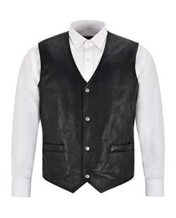 Herren Leder Weste Gilet Formal Classic Schwarz Echt Leder Biker Weste 1118 (3XL) von Smart Range Leather