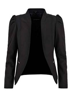 Smart Range Leather Damen Puffärmel Jacke Echtes Leder Matt Schwarz vorne offene Blazer Jacke 5370 (46 EU) von Smart Range Leather