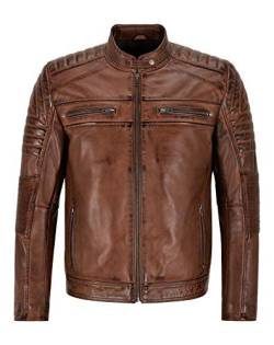 Smart Range Leather Herren Biker Lederjacke Chestnut SPEED Echtleder Cafe Racer Jacke 5928 (M) von Smart Range Leather