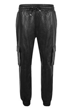 Smart Range Leather Herren Echtlederhose Schwarz Napa Casual Cargo Pant Jogginghose 3035 (34") von Smart Range Leather