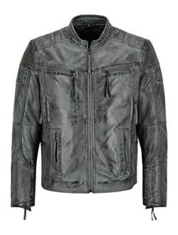 Smart Range Leather RACER Herren Vintage Lederjacke Grau Lammfell Biker Fashion Zipped Jacket 6081 (L) von Smart Range Leather