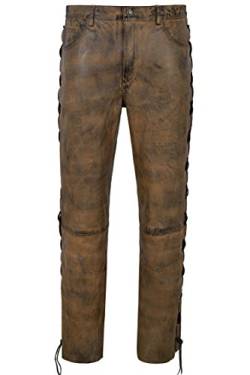 Herren Biker Lederhose Dirty Brown Laced Motorrad Style 100% Napa 00126 (Waist 32") von Smart Range