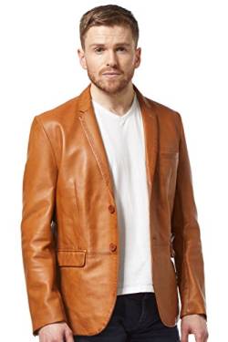 Smart Range Herren Lederjacke stylish Milano 2 Knopf Classic Blazer Tan Lammfell Mantel (L) von Smart Range