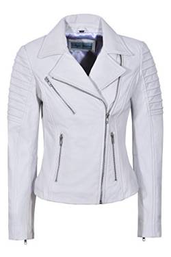 Smart Range Neu Damen 9334 Stilvolle Mode Designer Biker Weich Echtes Lederjacke (EU 34 / UK 8, White) von Smart Range