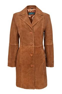 Smart Range Trench 3457 Klassische Damenjacke aus echtem Wildleder, knielang Gr. 40, Braun - Tan Suede von Smart Range