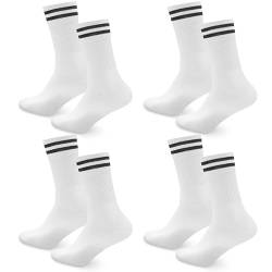 Sneaker Socken Herren Damen, 4 paar Unisex socks Atmungsaktiv Sportsocken Laufsocken Lange Business & Freizeit Baumwollsocken Schwarz Weiß ,Ideal für Herbst & Winter 39-42 von Smart Sir