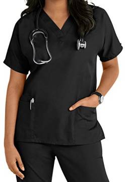 Krankenschwestern, Kosmetikerin, Tierarzt-Tuniken, Uniform für Krankenschwestern, Größe S - 3XL Gr. M, Schwarz [Schwarz] von Smart Uniform