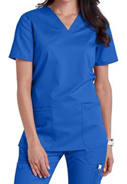 V-Neck Top with Badge Loop (3XL, Blau [Blue]) von Smart Uniform