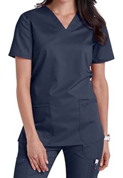 V-Neck Top with Badge Loop (4XL, Marine [Navy]) von Smart Uniform