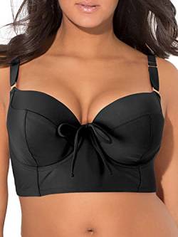 Smart & Sexy Damen Größe Vollbrust unterstützende Bügel Badeanzug Top Bikini, schwarzer Farbton, 75E von Smart & Sexy