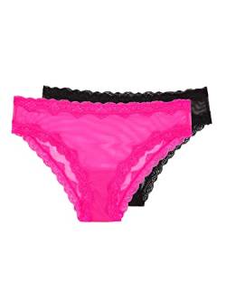 Smart & Sexy Damen Lace Trim Cheeky Panty 2 Pack Hipsterhöschen, pink/schwarz, Mittel von Smart & Sexy