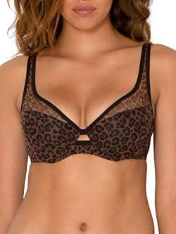 Smart & Sexy Damen Mesh Plunge Bra T-Shirt BH, Leopard, 80E von Smart & Sexy