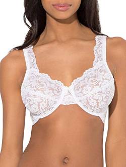 Smart & Sexy Damen Signature Lace Unlined Underwire Bra, Available in Single and 2 Packs BH, Undurchsichtige, Weiss/opulenter Garten, 95D von Smart & Sexy