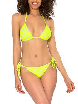 Smart & Sexy Damen String Bikini-Set, Sicherheits-gelb mit Weißem Punkt, Medium von Smart & Sexy