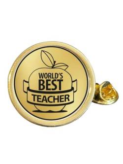 Anstecknadel "Best Teacher", vergoldet, gewölbt, in Tasche, Metall von Smartbadge