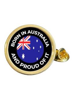 Anstecknadel "Born In Australia And Proud Of It", vergoldet, Metall von Smartbadge
