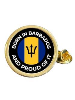 Anstecknadel "Born In Barbados And Proud Of It", vergoldet, Metall von Smartbadge