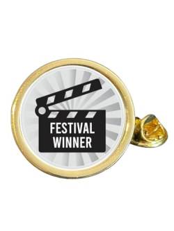 Anstecknadel für Festival-Gewinner, vergoldet, gewölbt, Größe M, in Tasche, Metall von Smartbadge
