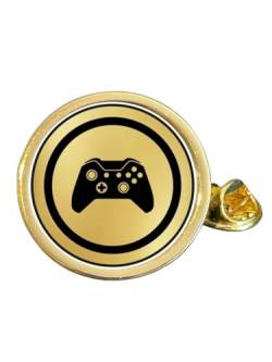 Anstecknadel für Gaming-Controller, vergoldet, gewölbt, Größe M, in Tasche, Metall von Smartbadge