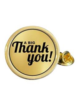 Anstecknadel mit Aufschrift "A Big Thank You", vergoldet, gewölbt, in Tasche, Metall von Smartbadge