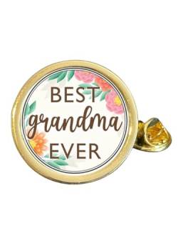Anstecknadel mit Aufschrift "Best Grandma Ever", vergoldet, gewölbt, (L) in Tasche, Metall von Smartbadge