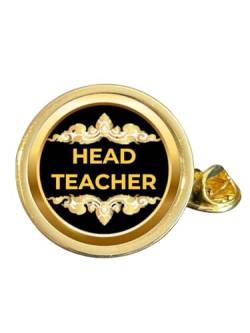 Anstecknadel mit Aufschrift "Head Teacher" (Schule/College), vergoldet, gewölbt, Metall von Smartbadge