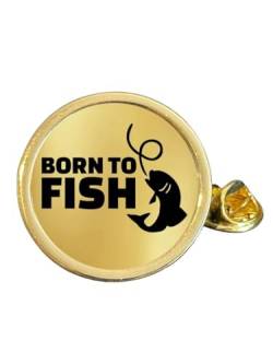 Born To Fish Anstecknadel, vergoldet, gewölbt, in Tasche, Metall von Smartbadge
