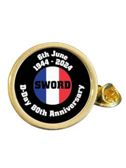 D-Day Anstecknadel zum 80. Jahrestag "Sword" 1944–2024, Frankreich, vergoldet, Metall von Smartbadge