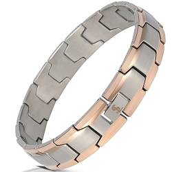 Smarter LifeStyle Elegantes Herren-Armband aus chirurgischem Stahl mit breitem Gliederarmband, 4 Farben zur Auswahl - Silver & Rose Gold von Smarter LifeStyle