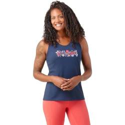 Smartwool Damen Floral Meadow Merinowolle Grafik Tank Top (Regular Fit), tiefes marineblau, Mittel von Smartwool