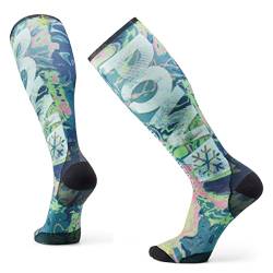 Smartwool Ski Protect Our Winters POW Print Zero Cushion Merinowolle über der Wade Socken für Damen und Herren, Blau - Twilight Blue, X-Large von Smartwool