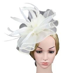 Smbcgdm Braut-Kopfbedeckung Geschenk Attraktive Frauen Tee Party Mesh Feder Stirnband Weiß von Smbcgdm